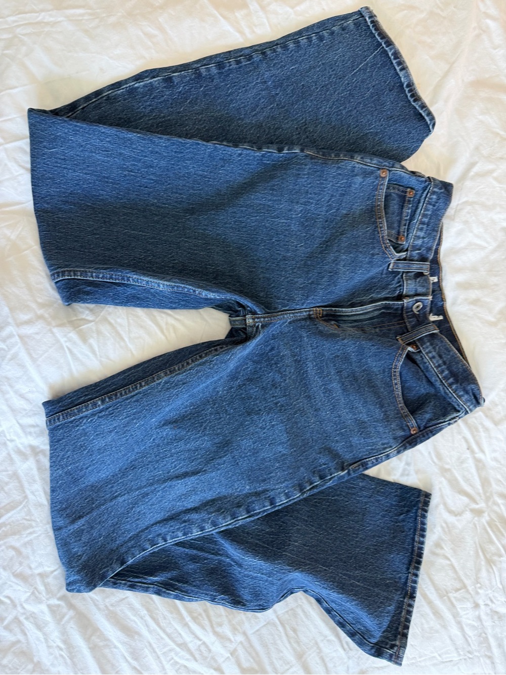 Abercrombie & Fitch Wide Leg High-Rise Jeans - Dark Blue 26 tall long